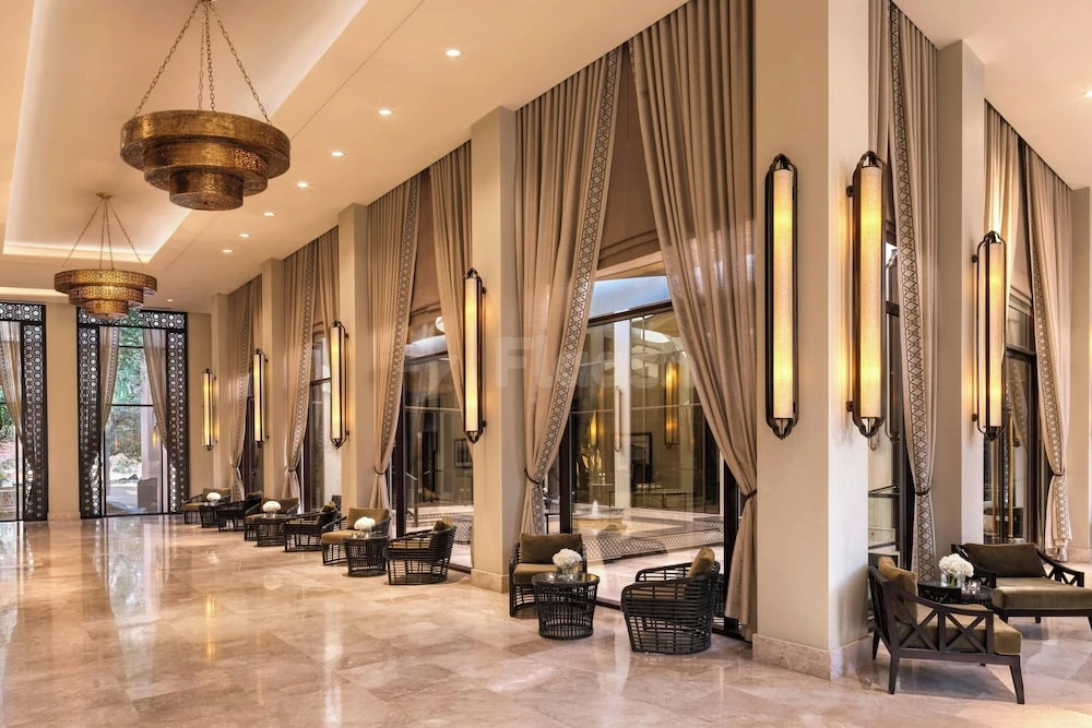 Lobby at The Ritz-Carlton Ras Al Khaimah, Al Wadi Desert, Ras Al Khaimah, with tiered brass chit