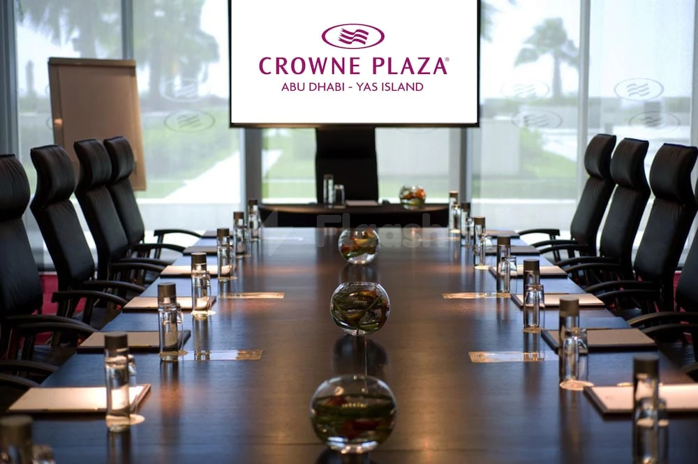 Boardroom at Crowne Plaza Abu Dhabi – Yas Island, Abu Dhabi, with large screen and glass water globes